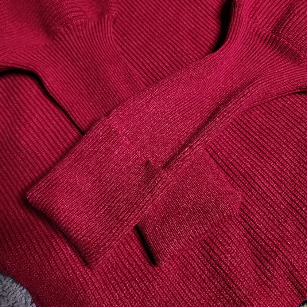 Halara High Neck Long Sleeve Asymmetric Hem Work Sweater - Picture 8 of 12